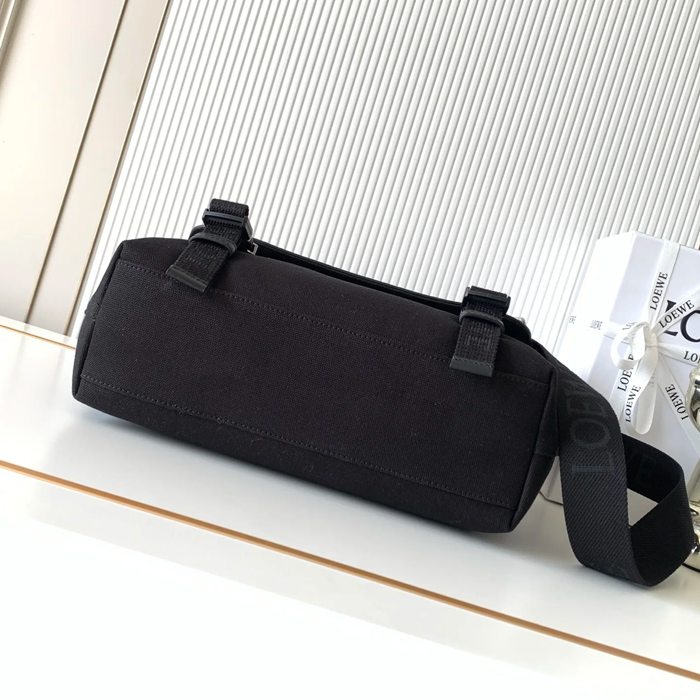 LOEWE 9100 中キャンバスメッセンジャー フレックス 棕チェック サイズ:38x27x9.5cm
