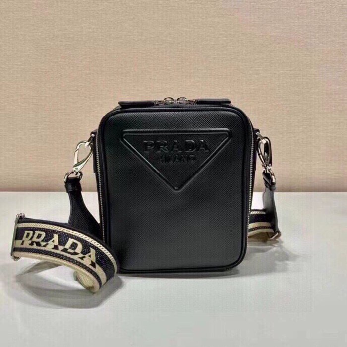 PRADA 2VH154 刺繍テープ斜め掛け サイズ:19x16x5.5cm