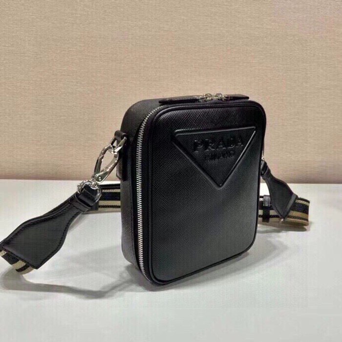 PRADA 2VH154 刺繍テープ斜め掛け サイズ:19x16x5.5cm