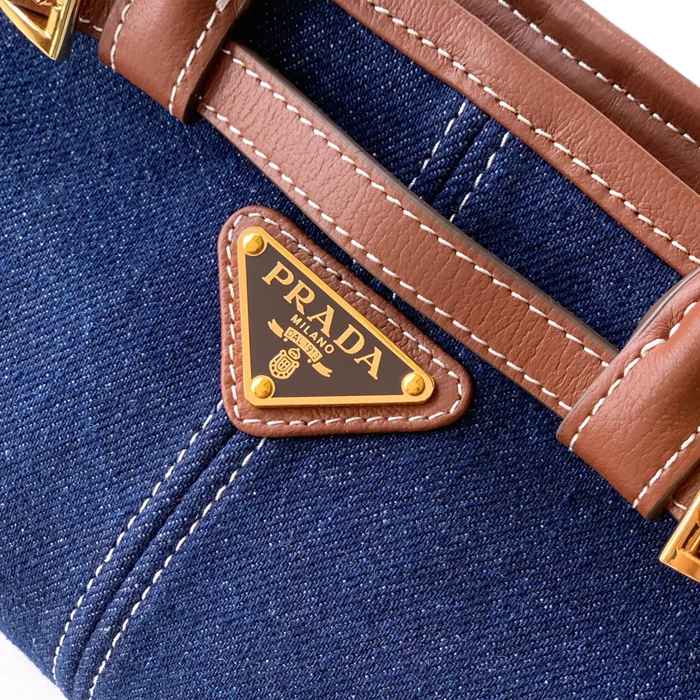 PRADA 1BA486 デニムハンドバッグ ボニー サイズ:23.5x12cm