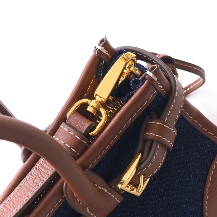 PRADA 1BA486 デニムハンドバッグ ボニー サイズ:23.5x12cm