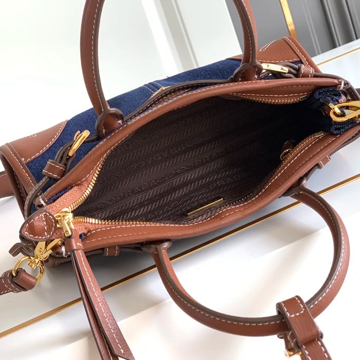 PRADA 1BA486 デニムハンドバッグ ボニー サイズ:23.5x12cm