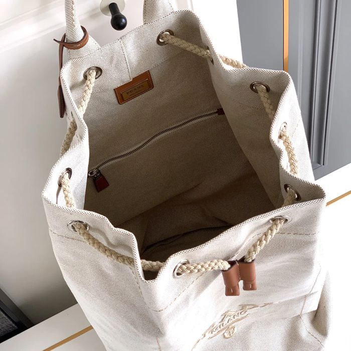 PRADA 2VY011 ストライププリントトラベルバッグ サイズ:55x34x34cm