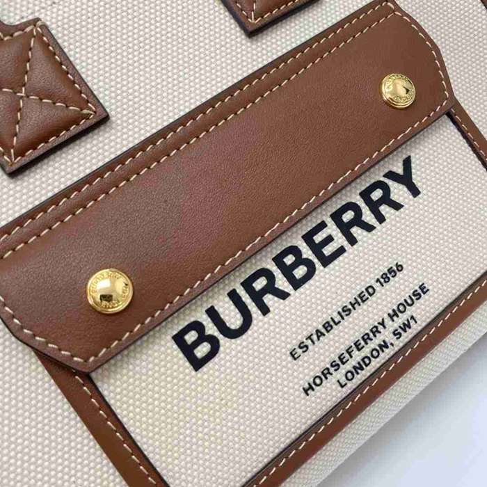 BURBERRY 143153 キャンバス プリント ショルダーバッグ トート 23x19cm サイズ:23x19cm