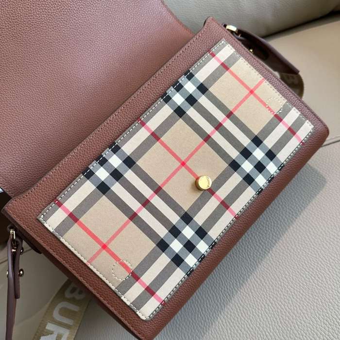 BURBERRY 9061 粒紋レザー チェック 斜め掛けバッグ クラシックチェック 25x18cm サイズ:25x18cm