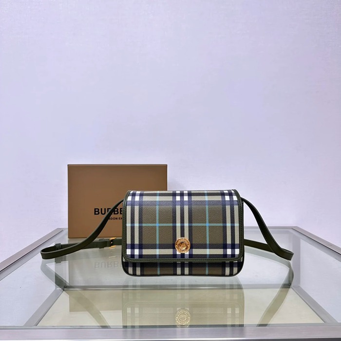 BURBERRY 421150 カーフスキン チェック 斜め掛けバッグ クラシックチェック 20x14cm サイズ:20x14cm