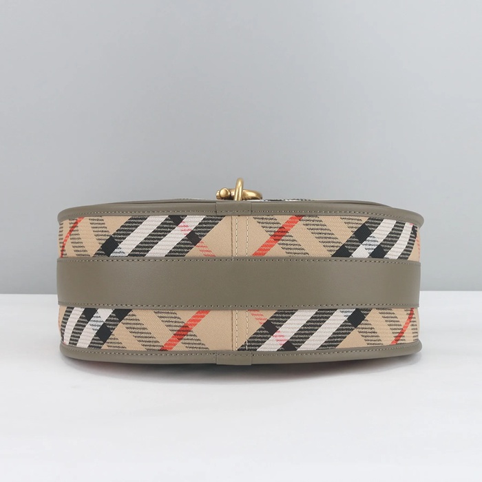 BURBERRY 81201 カーフレザー ゴールド 斜め掛けバッグ クラシックチェック 28x19x11cm サイズ:28x19x11cm