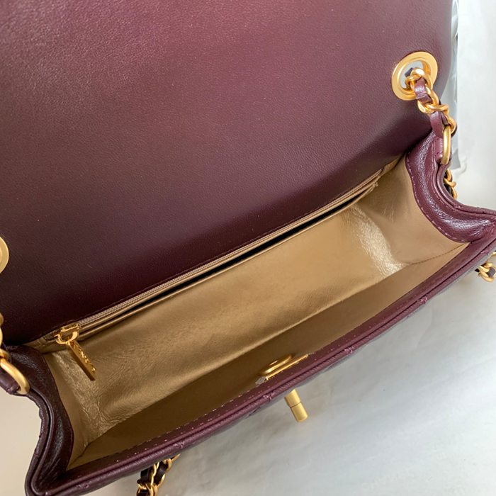 CHANEL AS1787 ラムレザー ゴールド ショルダーバッグ ファッショナブル 20×13×7cm サイズ:20×13×7cm