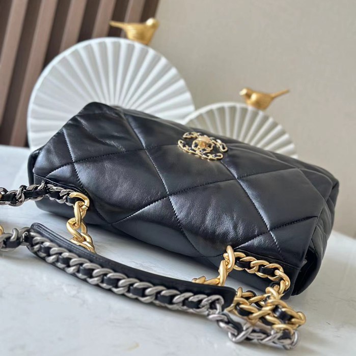 CHANEL 1161 ラムレザー 菱格紋 ブラック 口蓋バッグ クラシック ファッショナブル 30×20×10cm サイズ:30×20×10cm