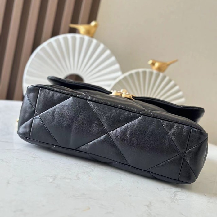 CHANEL 1161 ラムレザー 菱格紋 ブラック 口蓋バッグ クラシック ファッショナブル 30×20×10cm サイズ:30×20×10cm