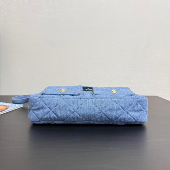 CHANEL デニム 菱格紋 斜め掛けバッグ クラシック 小 30×22×5cm サイズ:30×22×5cm