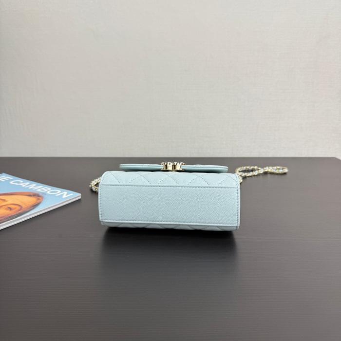 CHANEL 99188 カーフレザー 荔枝紋 ゴールド 斜め掛けバッグ クラシック 小 14.5×11.5×5.5cm サイズ:14.5×11.5×5.5cm