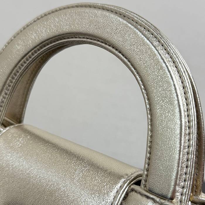 CHANEL 菱格紋 シルバー ハンドバッグ 大 秋冬 19×13×7cm サイズ:19×13×7cm