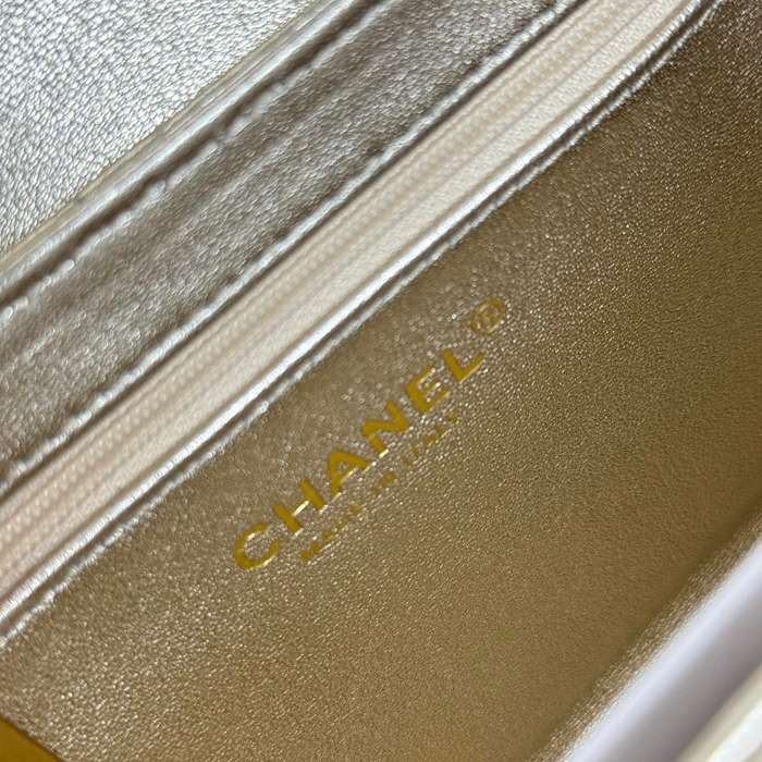 CHANEL 菱格紋 シルバー ハンドバッグ 大 秋冬 19×13×7cm サイズ:19×13×7cm