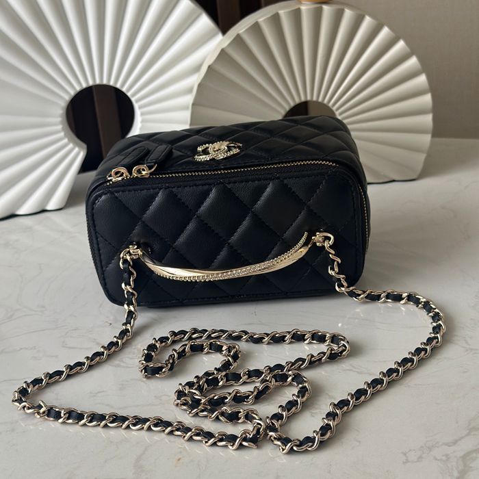 CHANEL 66057 ラムレザー ブラック ヴィンテージ 17×10×8cm サイズ:17×10×8cm