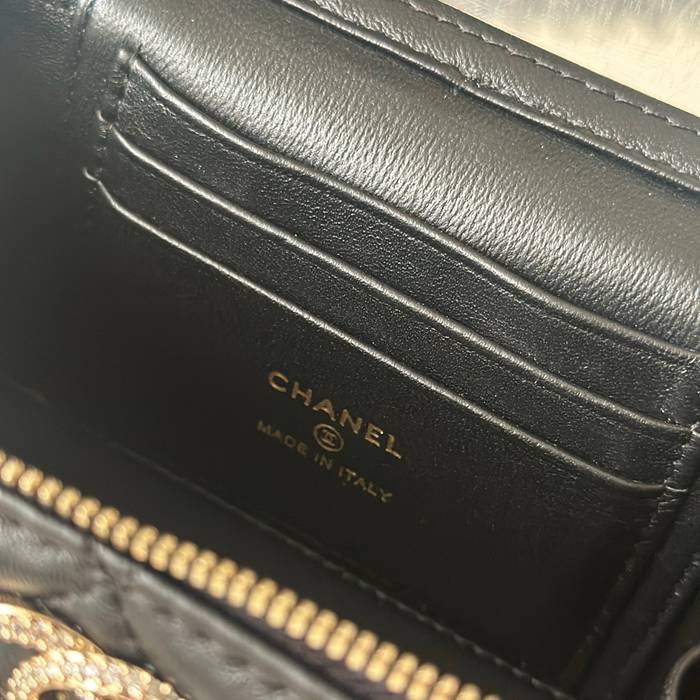 CHANEL 66057 ラムレザー ブラック ヴィンテージ 17×10×8cm サイズ:17×10×8cm