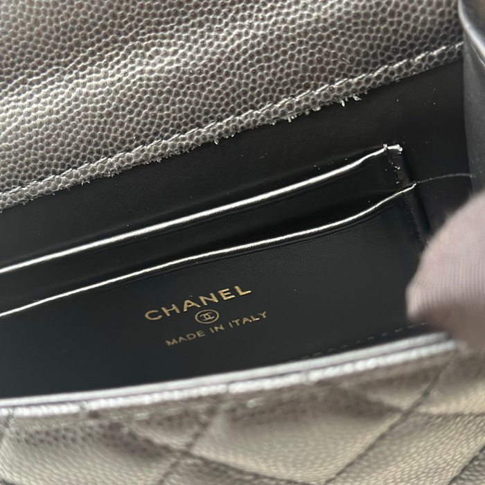 CHANEL 66058 カーフレザー ブラック 斜め掛けバッグ クラシック 14.5×11.5×5.5cm サイズ:14.5×11.5×5.5cm