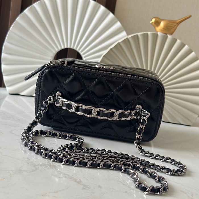 CHANEL 66056 カーフレザー ブラック ハンドバッグ 17×9.5×8cm サイズ:17×9.5×8cm