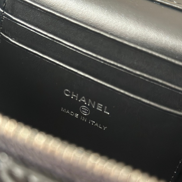 CHANEL 66056 カーフレザー ブラック ハンドバッグ 17×9.5×8cm サイズ:17×9.5×8cm
