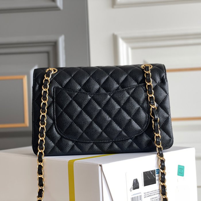 CHANEL ラムレザー ブラック×ホワイト×ゴールド 小 23×14.5×6cm サイズ:23×14.5×6cm