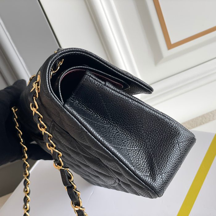 CHANEL ラムレザー ブラック×ホワイト×ゴールド 小 23×14.5×6cm サイズ:23×14.5×6cm