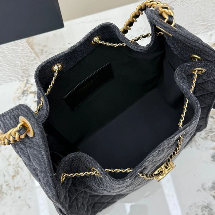 CHANEL AS5631 カーフレザー 菱格紋 ブルー×ゴールド ショルダーバッグ クラシック ヴィンテージ 40×30×15cm サイズ:40×30×15cm