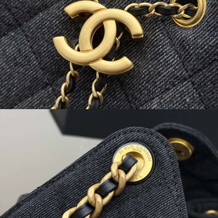 CHANEL AS5631 カーフレザー 菱格紋 ブルー×ゴールド ショルダーバッグ クラシック ヴィンテージ 40×30×15cm サイズ:40×30×15cm