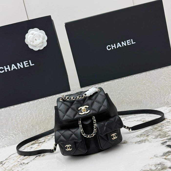 CHANEL AS3787 カーフレザー 菱格紋 ゴールド リュックサック 小 19×18×9.5cm サイズ:19×18×9.5cm