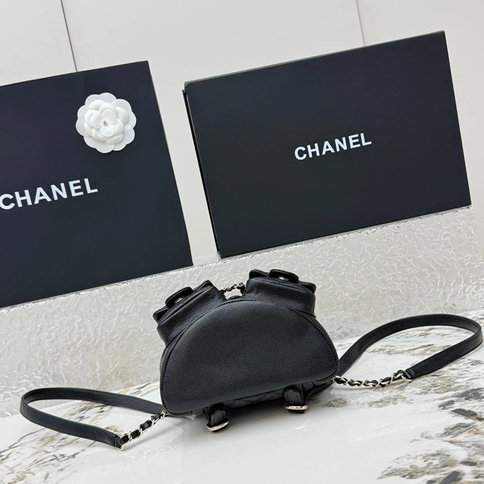 CHANEL AS3787 カーフレザー 菱格紋 ゴールド リュックサック 小 19×18×9.5cm サイズ:19×18×9.5cm