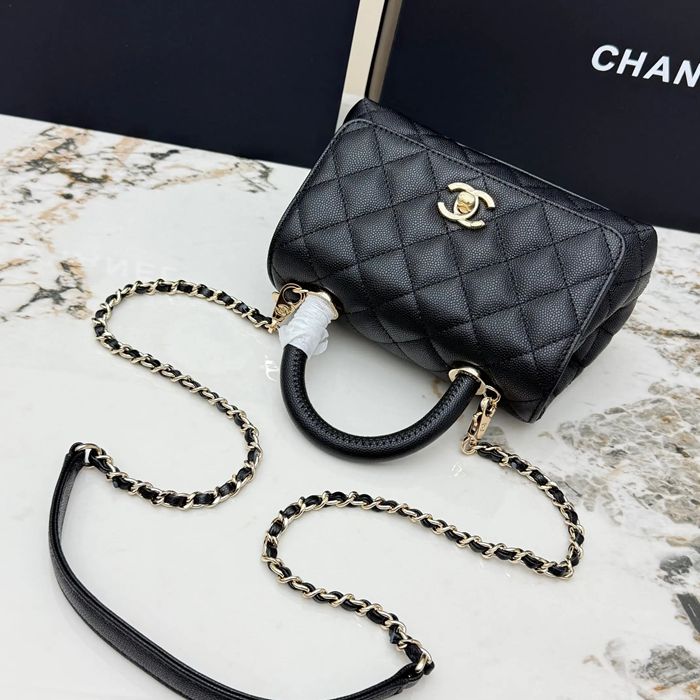 CHANEL AS2215 ラムレザー 菱格紋 ゴールド 斜め掛けバッグ クラシック 小 19×14×9cm サイズ:19×14×9cm