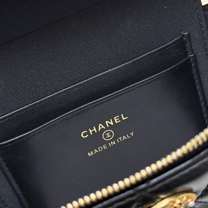 CHANEL AP4974 ラムレザー 菱格紋 ブラック×ゴールド 斜め掛けバッグ クラシック ヴィンテージ 19.5×17×5cm サイズ:19.5×17×5cm