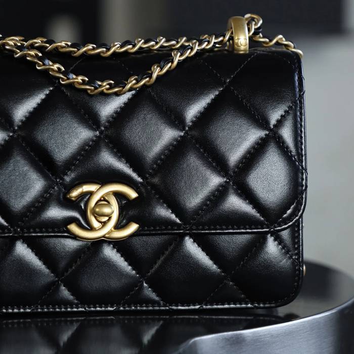 CHANEL カーフレザー ゴールド 斜め掛けバッグ 19×12×8cm サイズ:19×12×8cm