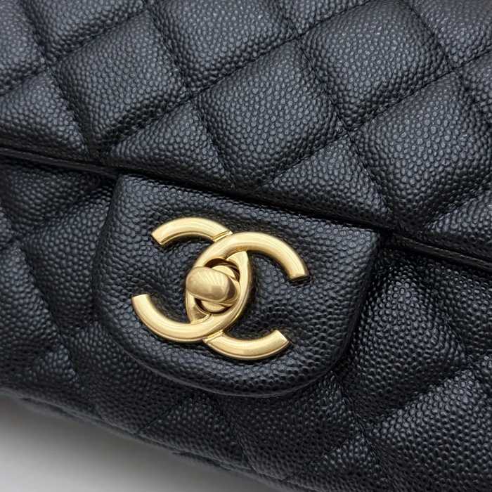 CHANEL AS5701 ラムレザー 菱格紋 ブラック×ゴールド 斜め掛けバッグ クラシック ヴィンテージ 19.5×12×6.5cm サイズ:19.5×12×6.5cm