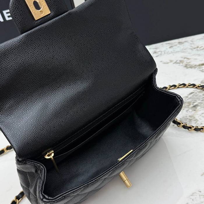 CHANEL AS5701 ラムレザー 菱格紋 ブラック×ゴールド 斜め掛けバッグ クラシック ヴィンテージ 19.5×12×6.5cm サイズ:19.5×12×6.5cm