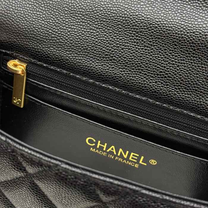 CHANEL AS5701 ラムレザー 菱格紋 ブラック×ゴールド 斜め掛けバッグ クラシック ヴィンテージ 19.5×12×6.5cm サイズ:19.5×12×6.5cm