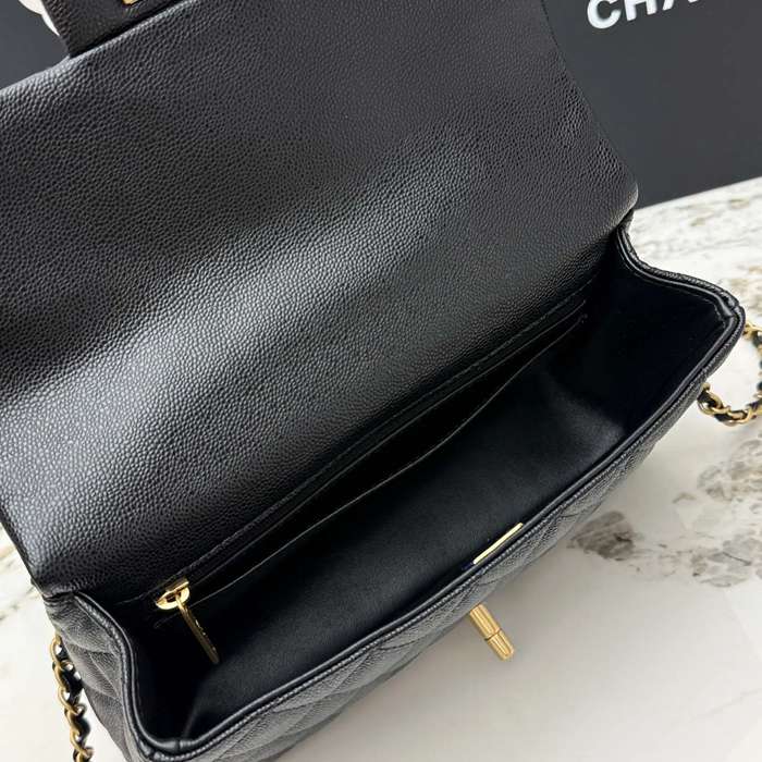 CHANEL AS5702 ラムレザー 菱格紋 ブラック×ゴールド 斜め掛けバッグ クラシック ヴィンテージ 22.5×13.5×6cm サイズ:22.5×13.5×6cm