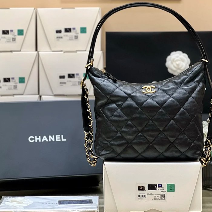 CHANEL AS3487 ラムレザー 菱格紋 ゴールド 斜め掛けバッグ 25×25×10cm サイズ:25×25×10cm