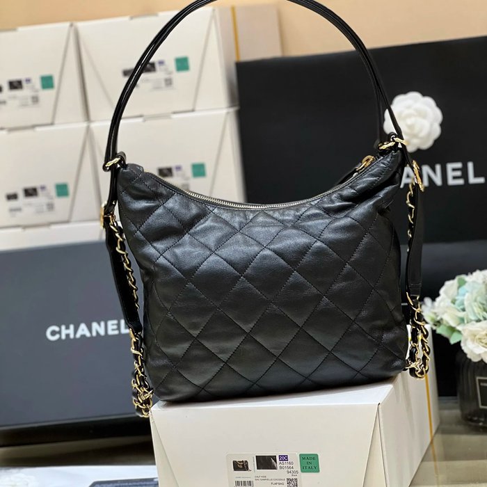 CHANEL AS3487 ラムレザー 菱格紋 ゴールド 斜め掛けバッグ 25×25×10cm サイズ:25×25×10cm