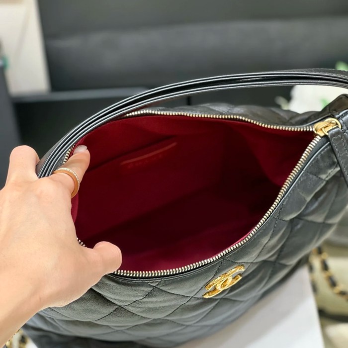 CHANEL AS3487 ラムレザー 菱格紋 ゴールド 斜め掛けバッグ 25×25×10cm サイズ:25×25×10cm