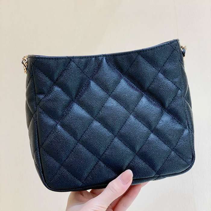 CHANEL AS3223 荔枝紋 ブラック×ホワイト ショルダーバッグ 春夏 19×16×8cm サイズ:19×16×8cm