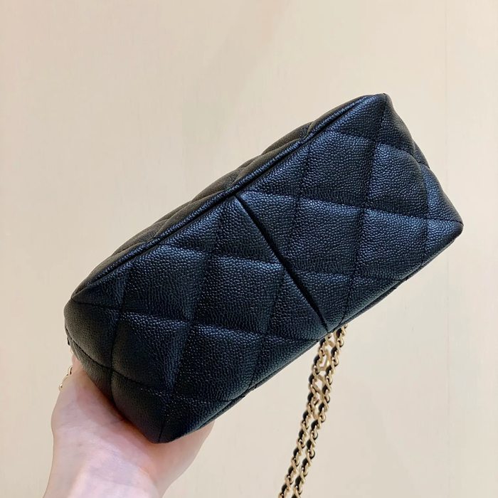 CHANEL AS3223 荔枝紋 ブラック×ホワイト ショルダーバッグ 春夏 19×16×8cm サイズ:19×16×8cm