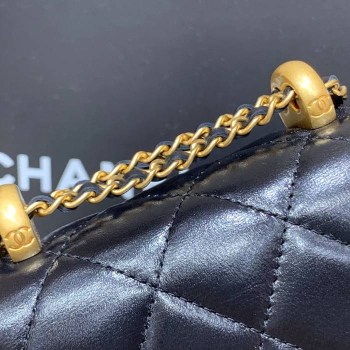 CHANEL AP2291 カーフレザー ブラック×ホワイト×グリーン×ゴールド 斜め掛けバッグ 15.3×10.5×6.5cm サイズ:15.3×10.5×6.5cm
