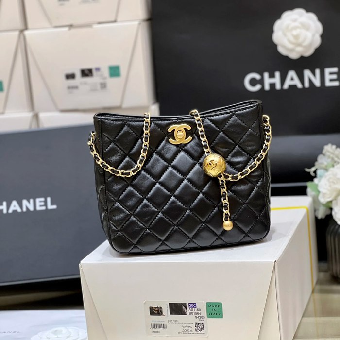 CHANEL 3259 ラムレザー ゴールド ショルダーバッグ 大容量 19×16×8cm サイズ:19×16×8cm