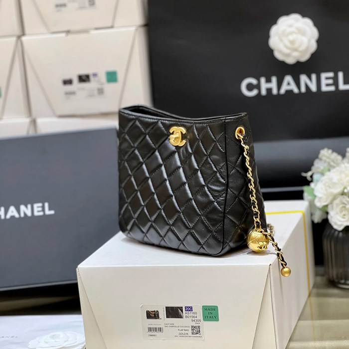 CHANEL 3259 ラムレザー ゴールド ショルダーバッグ 大容量 19×16×8cm サイズ:19×16×8cm