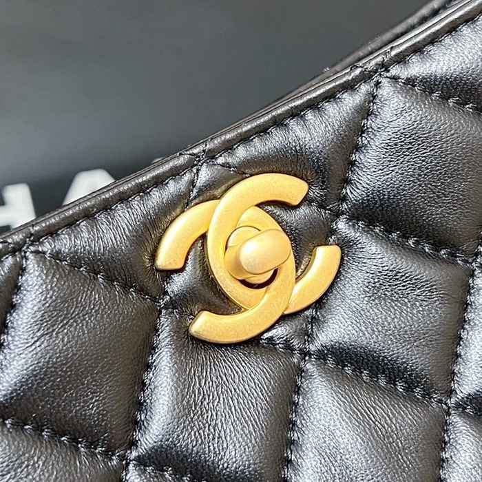 CHANEL 3259 ラムレザー ゴールド ショルダーバッグ 大容量 19×16×8cm サイズ:19×16×8cm