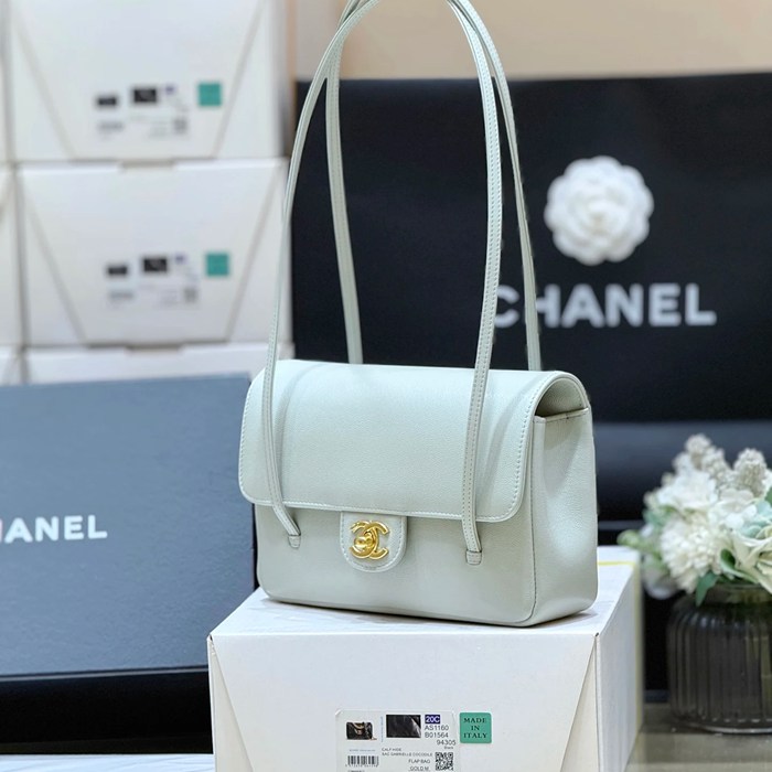 CHANEL カーフレザー ブルー 斜め掛けバッグ 有名人同款 ヴィンテージ 22×15×7cm サイズ:22×15×7cm