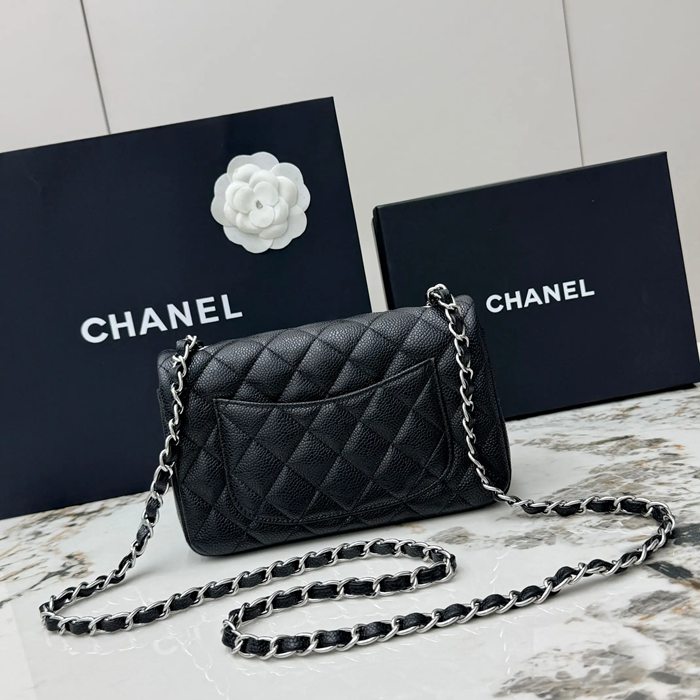 CHANEL A69900 カーフレザー 菱格紋 シルバー×ゴールド 斜め掛けバッグ クラシック ヴィンテージ 20×12×6cm サイズ:20×12×6cm