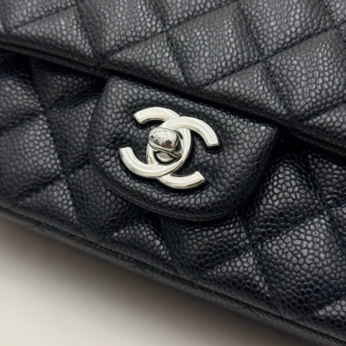 CHANEL A69900 カーフレザー 菱格紋 シルバー×ゴールド 斜め掛けバッグ クラシック ヴィンテージ 20×12×6cm サイズ:20×12×6cm