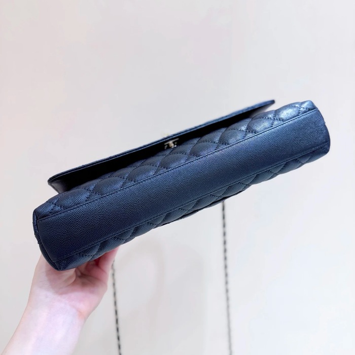 CHANEL カーフレザー ゴールド 斜め掛けバッグ クラシック 春夏 31×12×7cm サイズ:31×12×7cm