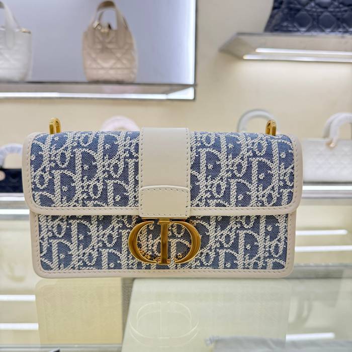 DIOR チェーン プリント、刺繍、フラワー ブルー、ベージュ ショルダーバッグ、チェーンバッグ 小 21.5x12.0x6.0cm サイズ:21.5x12cm